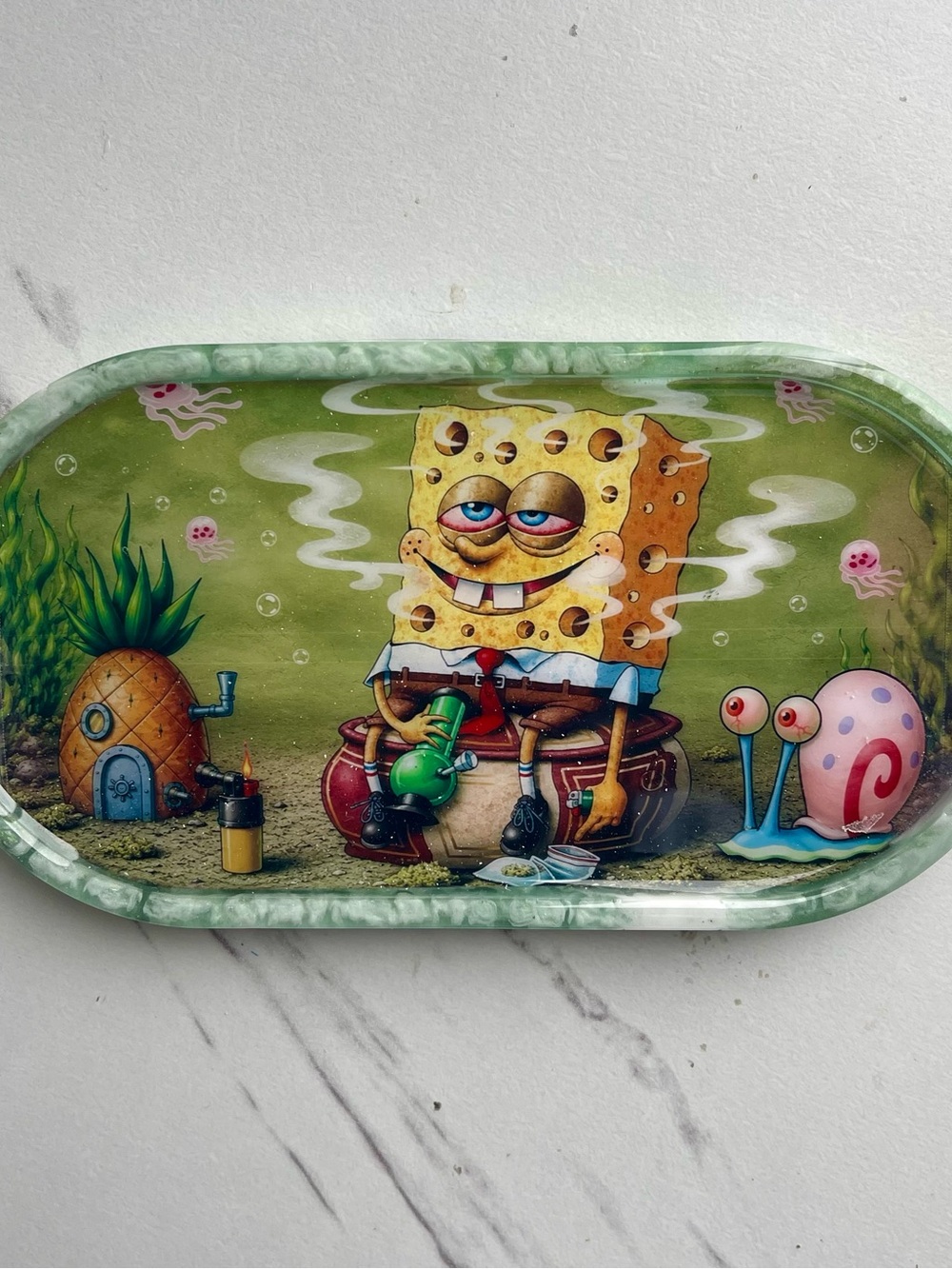 Fried SpongeBob Tray | Funny Cartoon Collectible Gift | Handmade Stoner Gift